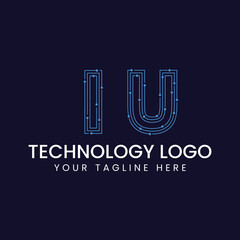 Technology Outline Font - Letter with Dots and Lines