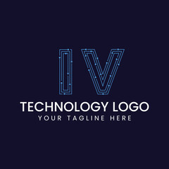 Technology Outline Font - Letter with Dots and Lines
