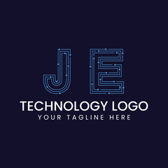 Technology Outline Font - Letter with Dots and Lines