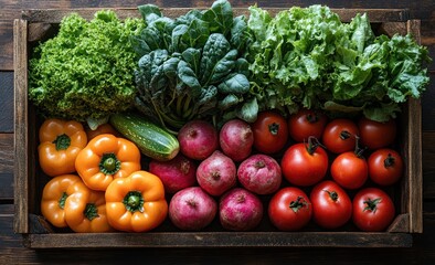 Fresh Assorted Vegetables in Wooden Crate
