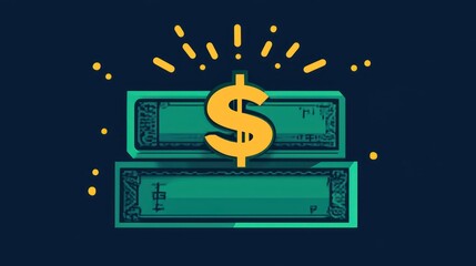 Money Stack with Dollar Sign Financial Success and Wealth Symbol