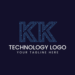Technology Outline Font - Letter with Dots and Lines