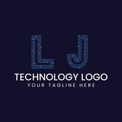 Technology Outline Font - Letter with Dots and Lines