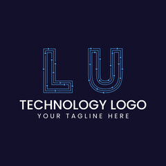 Technology Outline Font - Letter with Dots and Lines