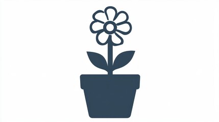 Potted Plant Icon with Flower and Leaves Minimalist Design for Web Graphics Applications and