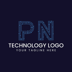 Technology Outline Font - Letter with Dots and Lines