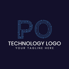 Technology Outline Font - Letter with Dots and Lines
