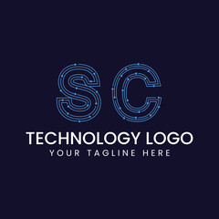 Technology Outline Font - Letter with Dots and Lines