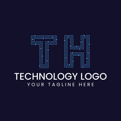 Technology Outline Font - Letter with Dots and Lines