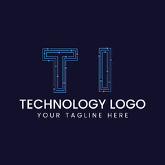 Technology Outline Font - Letter with Dots and Lines