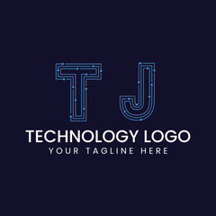 Technology Outline Font - Letter with Dots and Lines