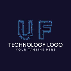 Technology Outline Font - Letter with Dots and Lines
