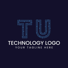 Technology Outline Font - Letter with Dots and Lines