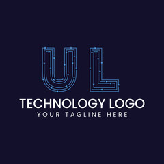 Technology Outline Font - Letter with Dots and Lines