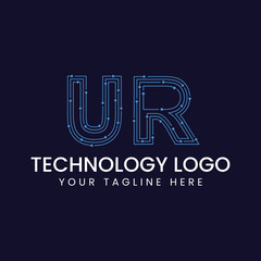 Technology Outline Font - Letter with Dots and Lines