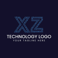 Technology Outline Font - Letter with Dots and Lines
