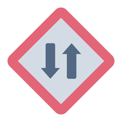 Two way direction flat icon for navigation