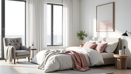 Modern Minimalist Bedroom Design with Natural Light and Soft Textures