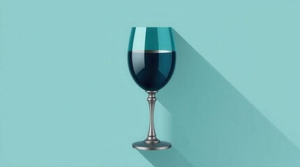Wine Glass with Silver Stem, Filled with Red Wine Merlot Cabernet Sauvignon