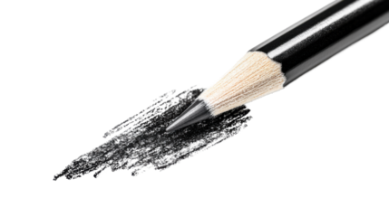 black pencil with line on white background