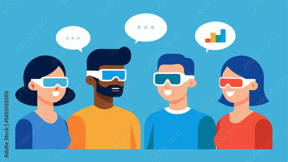 Poster multiperson interaction a group of diverse people talking together with each wearing the smart glass