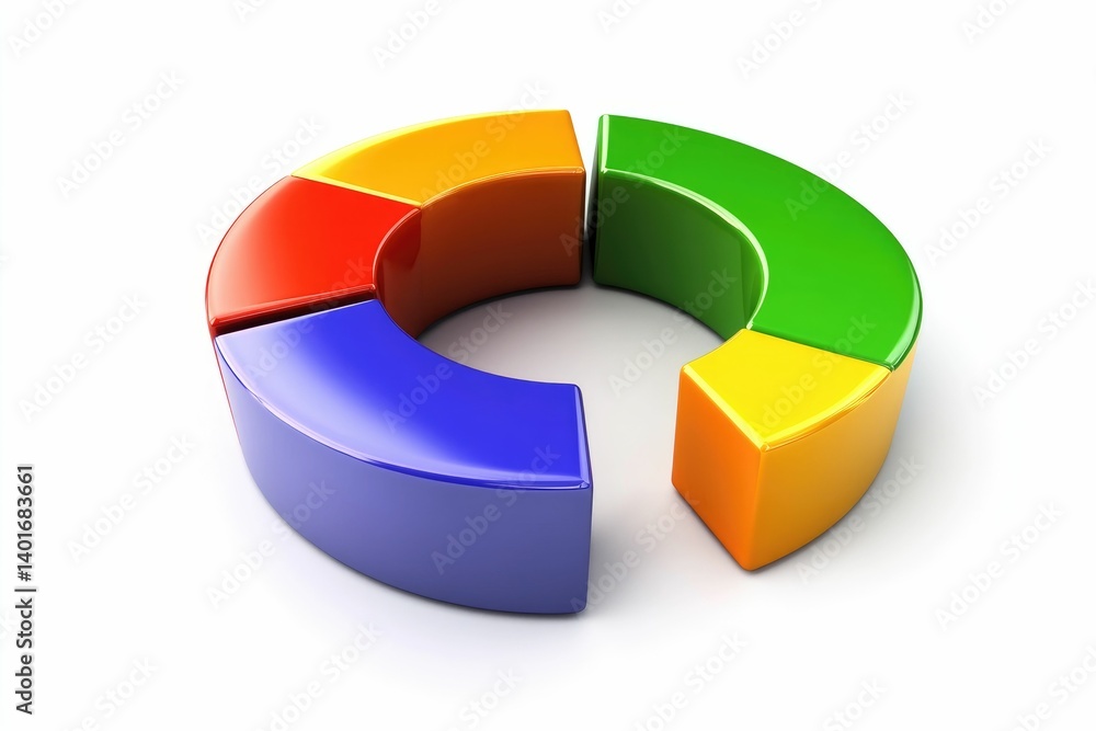 Poster analyzing colorful circular chart for business data representation and planning