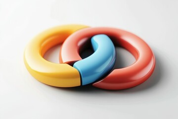 Interlocked Rings with Red Yellow and Blue Colors on White Background