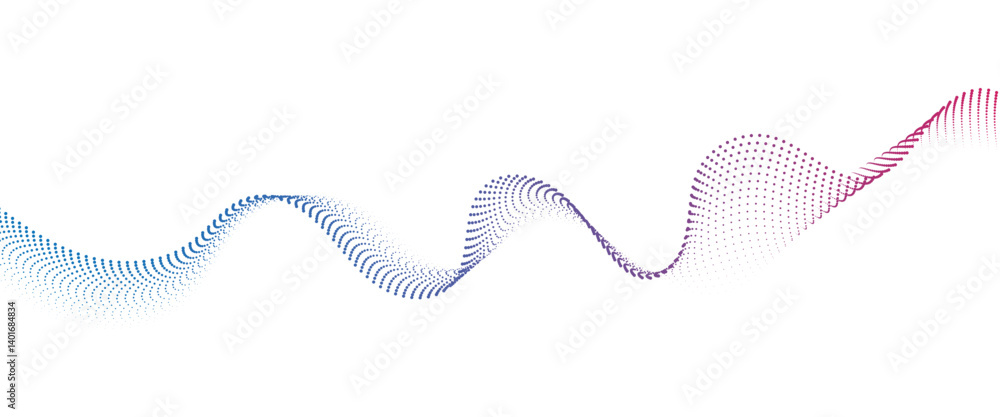 Poster flowing dot wave halftone gradient pattern on transparent background