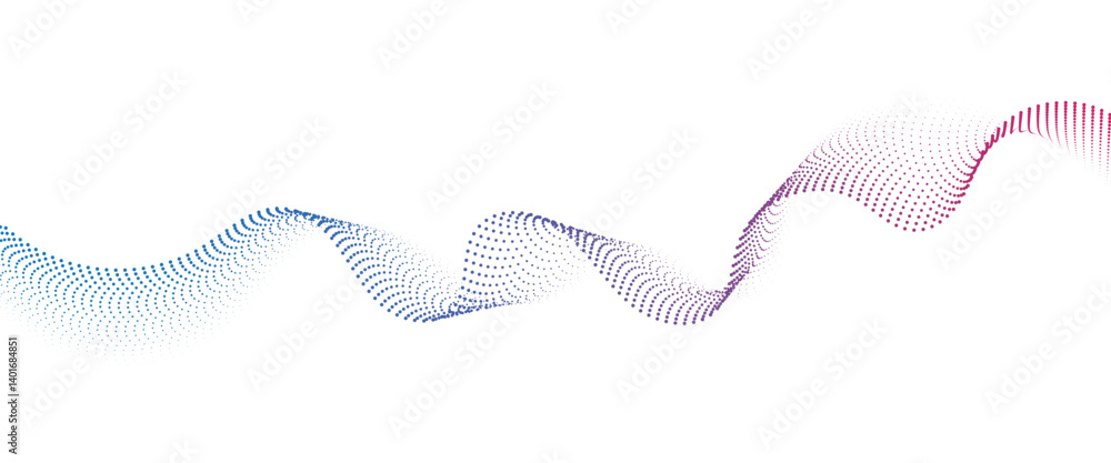 Poster flowing dot wave halftone gradient pattern on transparent background