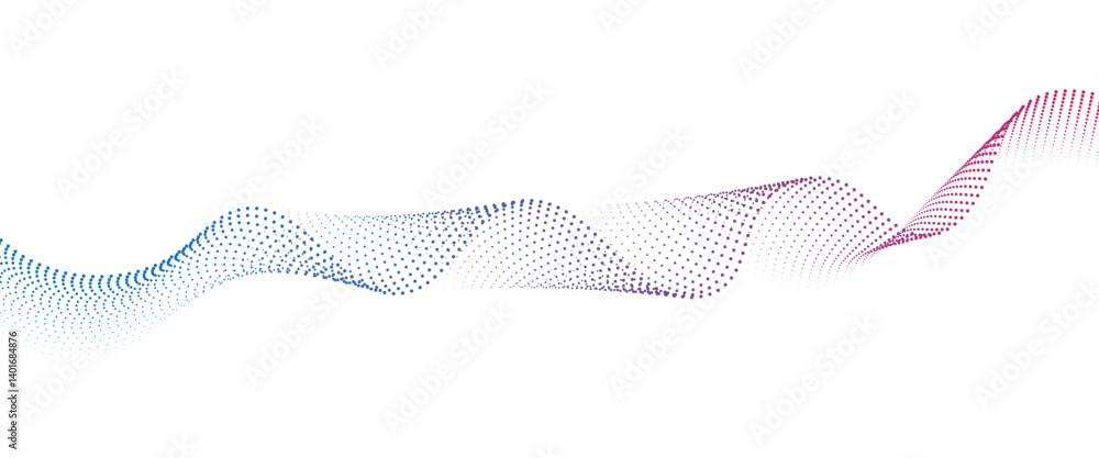 Poster flowing dot wave halftone gradient pattern on transparent background