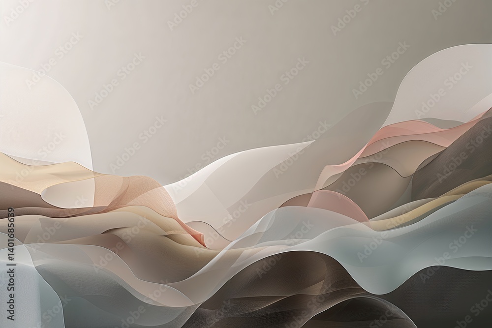 Poster translucent minimalist abstract background in soft muted colors and layers