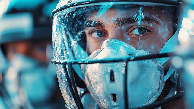 Football Player Masked, Stadium, Closeup, Game, Safety - Powered by Adobe
