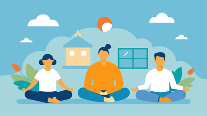 Mindfulness Retreat An idyllic scene showing individuals sitting in meditation or doing tai chi in a peaceful setting promoting relaxation and awareness with the calendar subtly