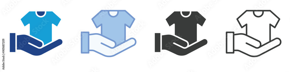 Poster hand recieve cloathes icons collection – multiple vector styles icons