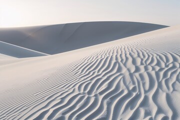 Minimalist White Sand Dune Close-Up with Abstract Curves and Textured Patterns Photography