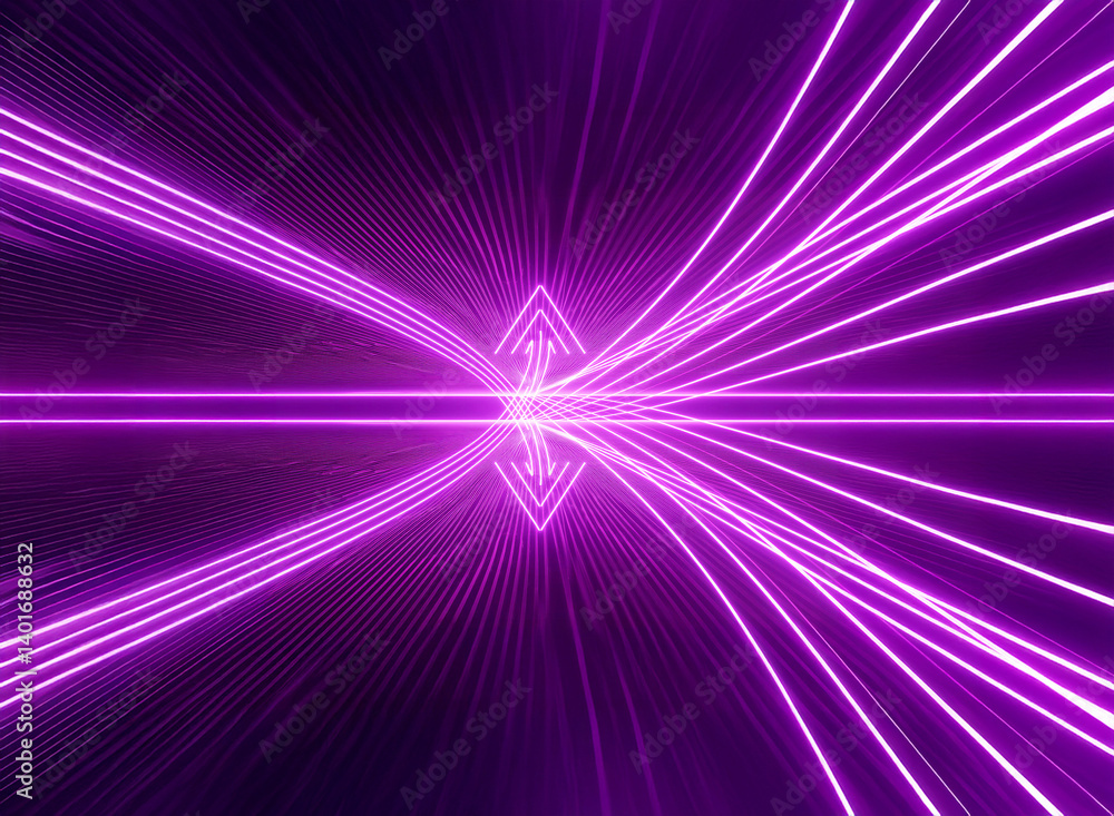 Aufkleber abstract purple glowing lines converge in the center creating a diamond shape against a dark backdro