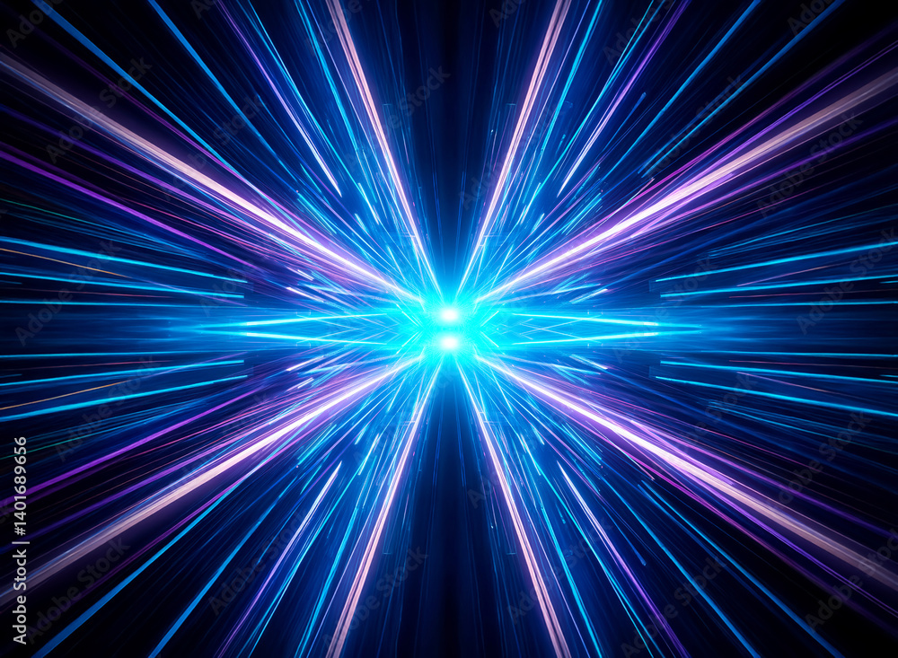 Aufkleber abstract digital image featuring converging light rays of blue and purple hues, creating a dynamic a