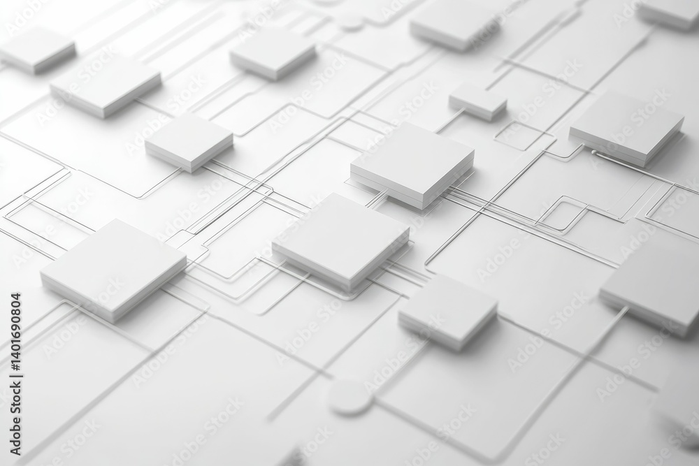 Poster abstract white squares network connectivity illustrating data flow and connections