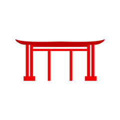 Red chinese gates building design. Vector illustration 