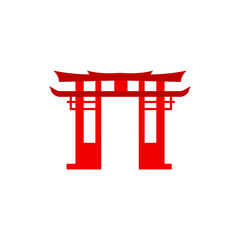 Red chinese gates building design. Vector illustration 