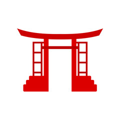 Red chinese gates building design. Vector illustration 