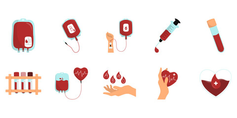Set of world blood donor day illustration. Vector isolated