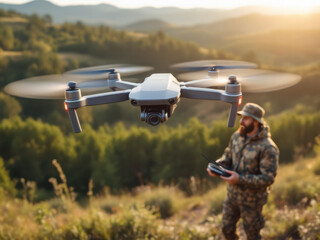 A man in military uniform launches a drone to fulfill an important mission