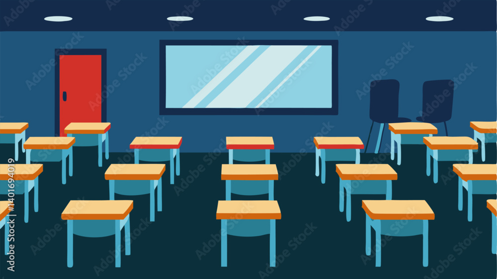 Poster low attendance empty seats in a classroom where only a few students show up indicating that students