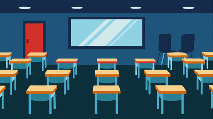 Low Attendance Empty seats in a classroom where only a few students show up indicating that students are disengaged due to lack of funding and incentives.