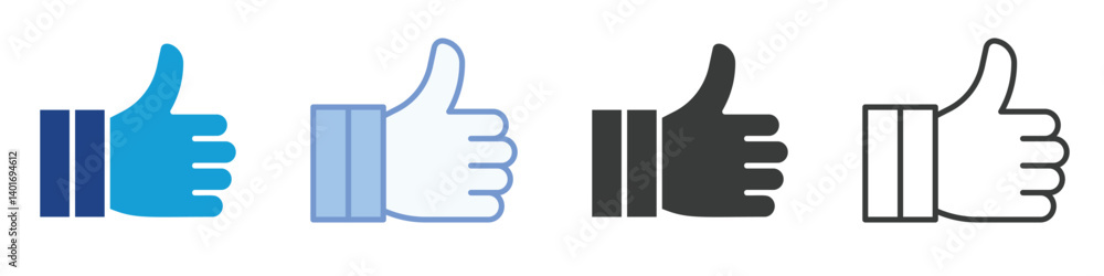 Poster like tumbsup icons collection – multiple vector styles icons