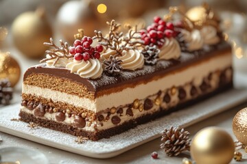 Christmas Yule Log Cake Pastry Holiday Dessert Celebration 2025