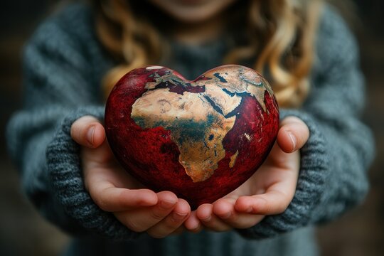 Heart shaped Earth held in hands for World Health Day awareness in healthcare community