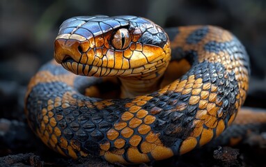 Fototapeta premium Hyper-realistic 3D rendering of Albino King Cobra Snake isolated on black background