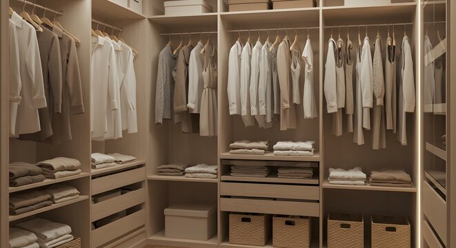 Modern Minimalist Walk-in Closet Design Organization and Storage Ideas